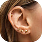 5 Pairs 14K Gold Plated Studs Earrings for Women. CZ Multiple Piercing Set | Hypoallergenic CZ Stud Earrings Set. 3-7mm Cubic Zirconia. Lightweight Comfortable Studs. Non Tarnish Jewelry.