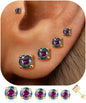 5 Pairs 14K Gold Plated Studs Earrings for Women. CZ Multiple Piercing Set | Hypoallergenic CZ Stud Earrings Set. 3-7mm Cubic Zirconia. Lightweight Comfortable Studs. Non Tarnish Jewelry.