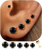 5 Pairs 14K Gold Plated Studs Earrings for Women. CZ Multiple Piercing Set | Hypoallergenic CZ Stud Earrings Set. 3-7mm Cubic Zirconia. Lightweight Comfortable Studs. Non Tarnish Jewelry.
