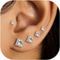 5 Pairs 14K Gold Plated Studs Earrings for Women. CZ Multiple Piercing Set | Hypoallergenic CZ Stud Earrings Set. 3-7mm Cubic Zirconia. Lightweight Comfortable Studs. Non Tarnish Jewelry.