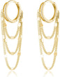 Solid 925 Sterling Silver Chain Hoop Earrings Dangle for Women Teen Girls Tassel Chain Drop Earrings Huggie Dangle Earrings