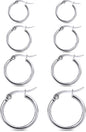 4 Pairs Gold Hoop Earrings for Women. Surgical Steel Small Huggie Set | 14K Gold Plated Stainless Steel. Hypoallergenic. 10/12/15/20mm. Snap Closure. Lightweight. Dangle.