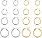 4 Pairs Gold Hoop Earrings for Women. Surgical Steel Small Huggie Set | 14K Gold Plated Stainless Steel. Hypoallergenic. 10/12/15/20mm. Snap Closure. Lightweight. Dangle.