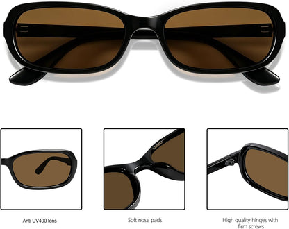 Sunglasses for Women 90s Small Narrow Lightweight Shades | UV Protection Retro Cute Sun Glasses Slim Sleek
