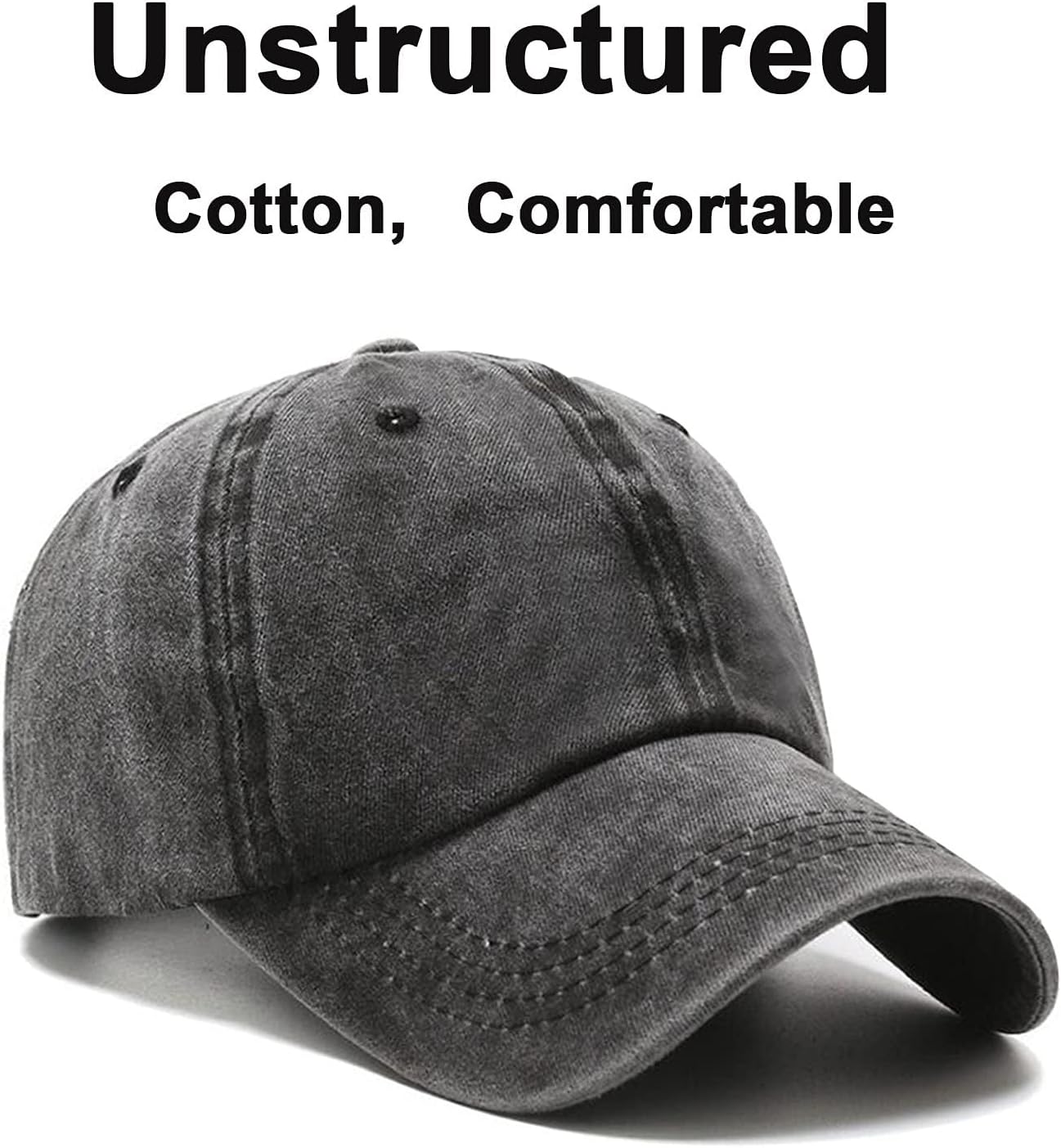 Adjustable & Cotton Made. Unconstructed Plain Cap