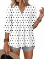 Button Down Shirts. V Neck. Tie Front. 3/4 Sleeve. Business Casual Tops. Loose Fit. Babydoll Peplum Blouses. Fashion Clothing