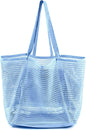 Summer Travel Mesh Tote Bag with Large Inner Pocket. Sandproof Woven Shoulder Handbag Swim Pool Bag.