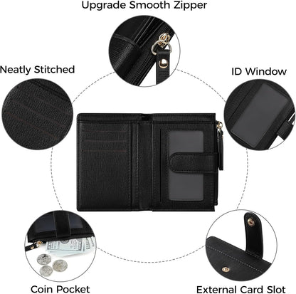 Wallet For Women RFID Blocking Soft Leather Bifold Compact Card Holder