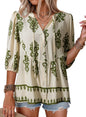 Button Down Shirts. V Neck. Tie Front. 3/4 Sleeve. Business Casual Tops. Loose Fit. Babydoll Peplum Blouses. Fashion Clothing