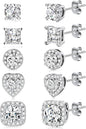 5 Pairs 14K Gold Plated Studs Earrings for Women. CZ Multiple Piercing Set | Hypoallergenic CZ Stud Earrings Set. 3-7mm Cubic Zirconia. Lightweight Comfortable Studs. Non Tarnish Jewelry.