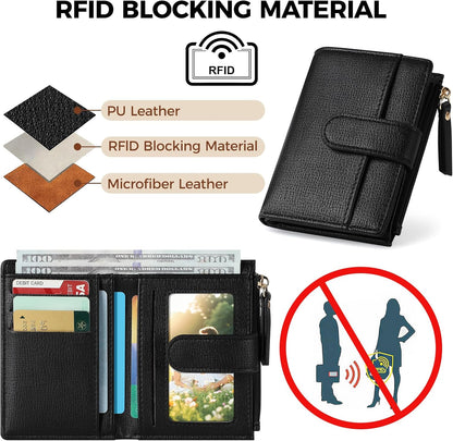 Wallet For Women RFID Blocking Soft Leather Bifold Compact Card Holder