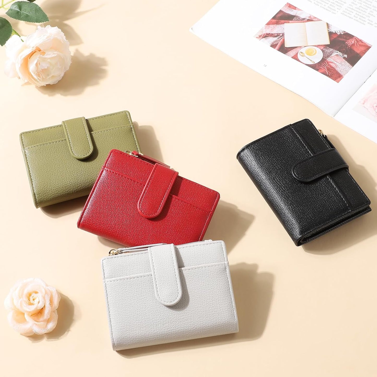 Wallet For Women RFID Blocking Soft Leather Bifold Compact Card Holder