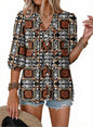 Button Down Shirts. V Neck. Tie Front. 3/4 Sleeve. Business Casual Tops. Loose Fit. Babydoll Peplum Blouses. Fashion Clothing