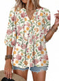 Button Down Shirts. V Neck. Tie Front. 3/4 Sleeve. Business Casual Tops. Loose Fit. Babydoll Peplum Blouses. Fashion Clothing