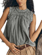 Sleeveless Flowy Tank.Gingham Cotton Blouse Trendy.
