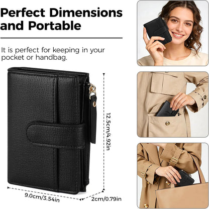 Wallet For Women RFID Blocking Soft Leather Bifold Compact Card Holder