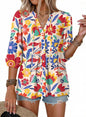 Button Down Shirts. V Neck. Tie Front. 3/4 Sleeve. Business Casual Tops. Loose Fit. Babydoll Peplum Blouses. Fashion Clothing