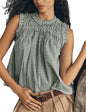 Sleeveless Flowy Tank.Gingham Cotton Blouse Trendy.