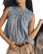 Sleeveless Flowy Tank.Gingham Cotton Blouse Trendy.